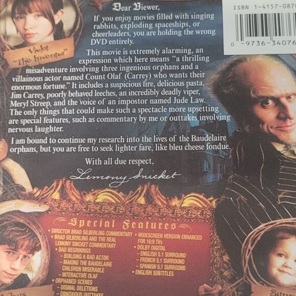 Lemony Snicket DVD Widescreen Jim Carrey Dark Comedy Family Adventure 2004 - Picture 4 of 5